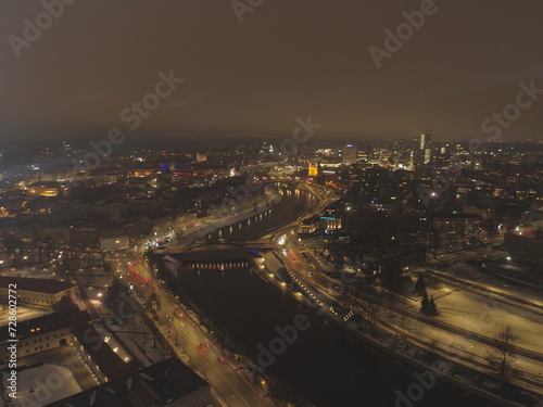 An aerial view of Vilnius light festival