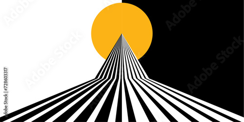 modern trendy black lines in perspective with yellow orange elements abstract white vector background. vector