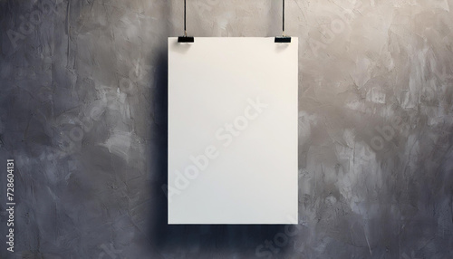 Template of white blank vector posters. Set of mockups hanging on the wall. Frame for paper sheet. Isolated on gray background. photo