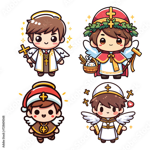 Cute little boy ortodox costume. Vector illustration.