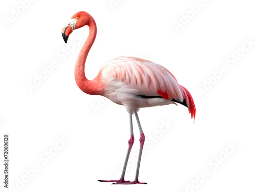 Elegant Flamingo  isolated on a transparent or white background