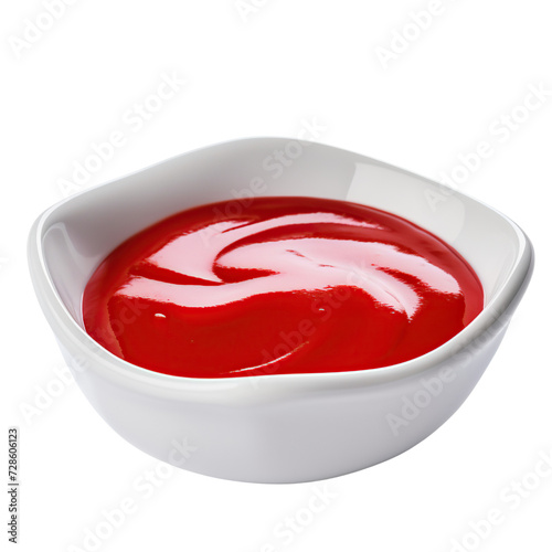 Bowl of ketchup sauce isolated on transparent or white background