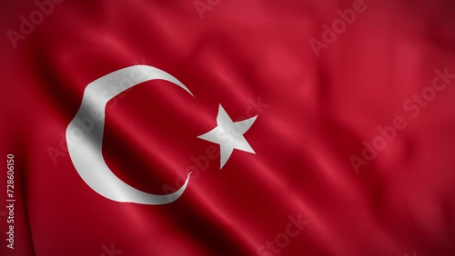 T�rkiye waving flag, Flag of Turkey Animation, T�rkiye Flag Closeup, 4k Turkish Flag Waving Animation photo