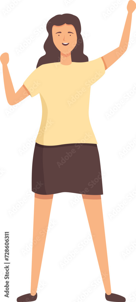 Happy woman icon cartoon vector. Prize winner. Group young office Happy woman icon cartoon vector. Prize winner. Group young office