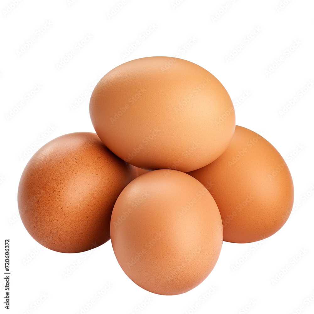 Chicken eggs isolated on transparent or white background