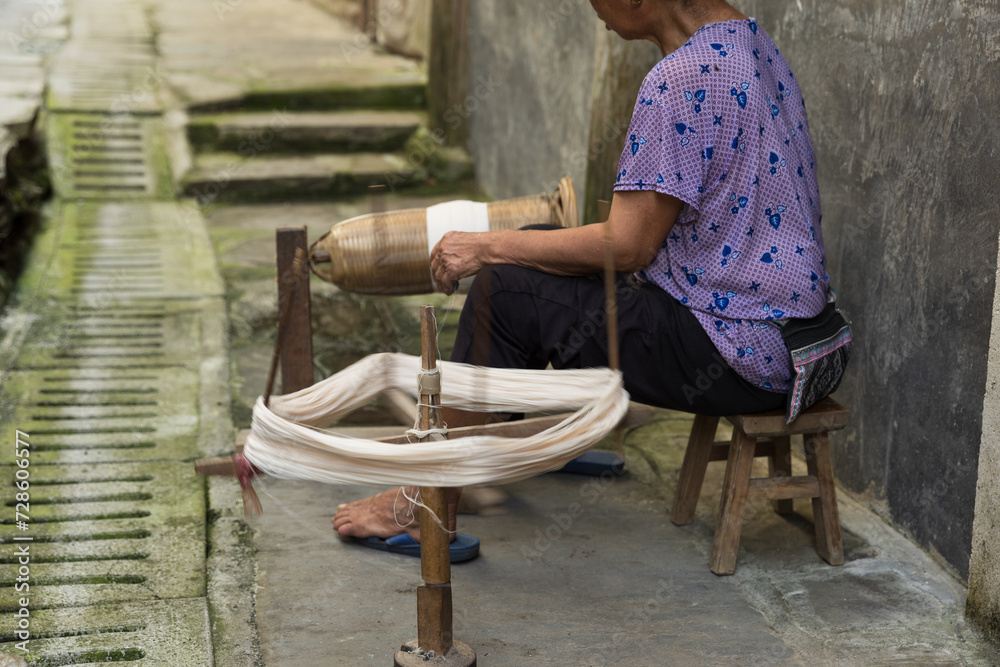 People making fabric in guizhou china People making fabric in guizhou china