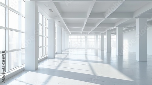 An Empty White Room With Numerous Windows