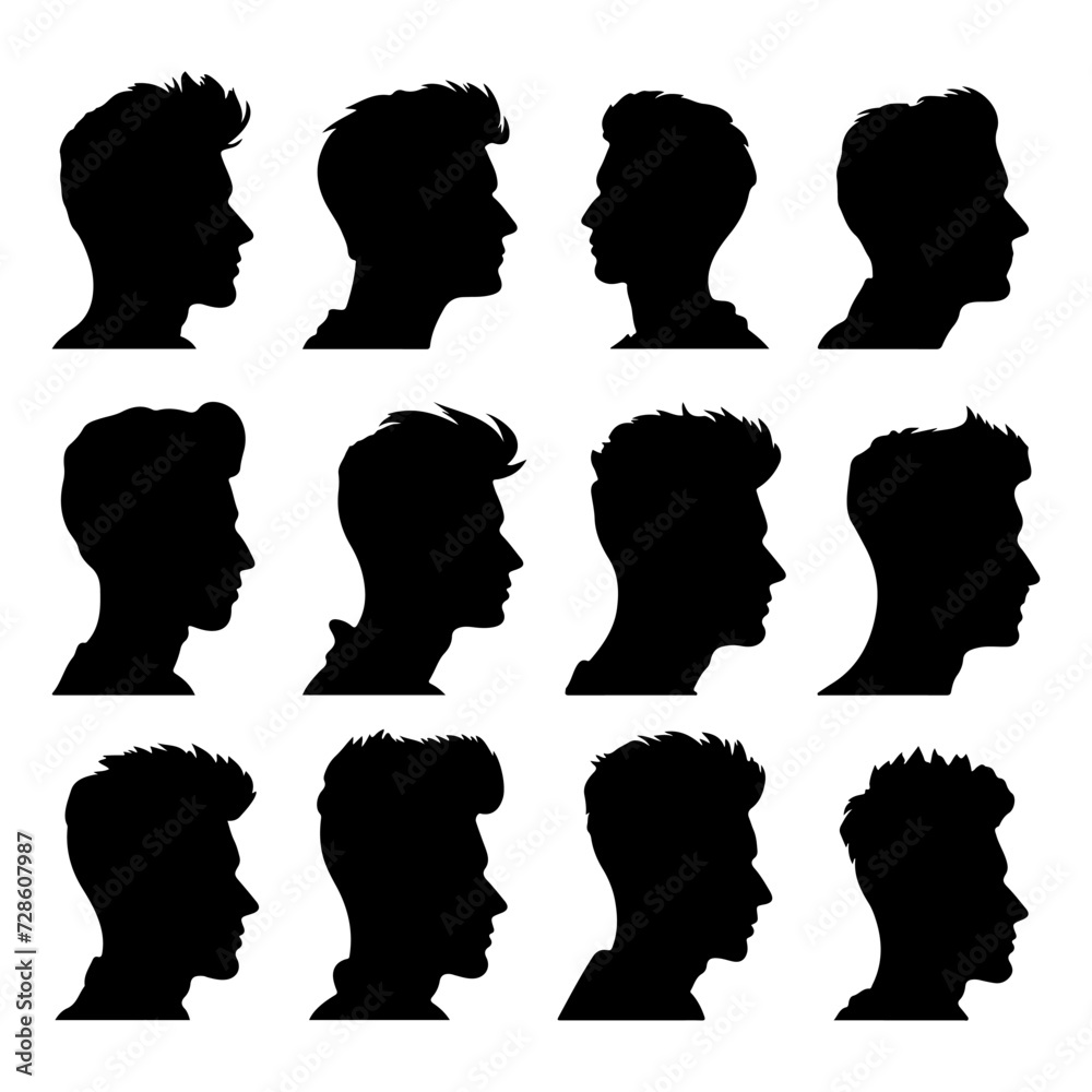 Crew haircut silhouette set. Trendy stylish man haircut vector illustration Crew haircut silhouette set. Trendy stylish man haircut vector illustration