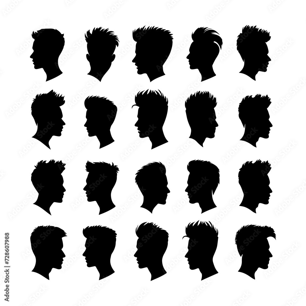 Crew haircut silhouette set. Trendy stylish man haircut vector illustration Crew haircut silhouette set. Trendy stylish man haircut vector illustration