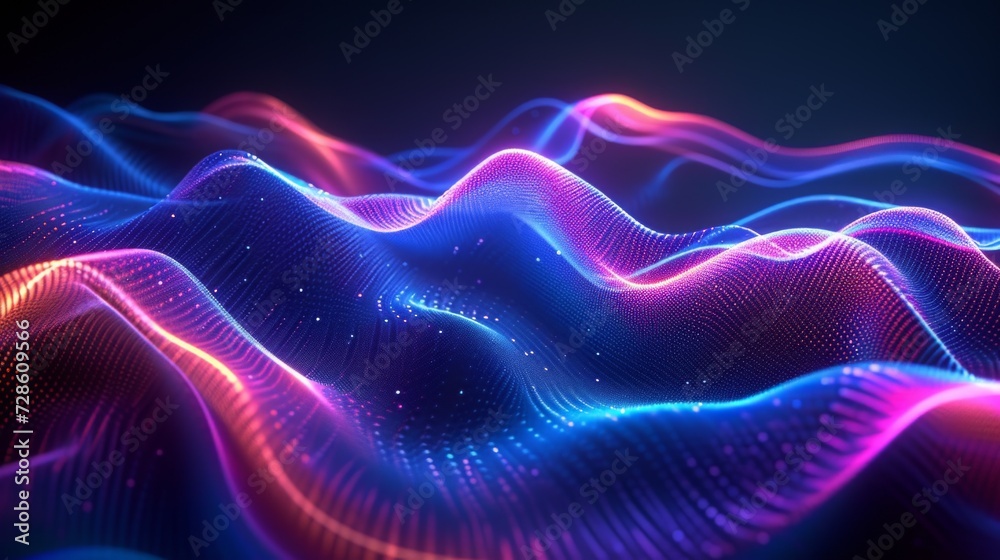 Colorful Wave of Light on Black Background