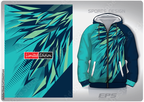 Vector sports shirt background image.mint green broken glass pattern design, illustration, textile background for sports long sleeve hoodie,jersey hoodie.eps