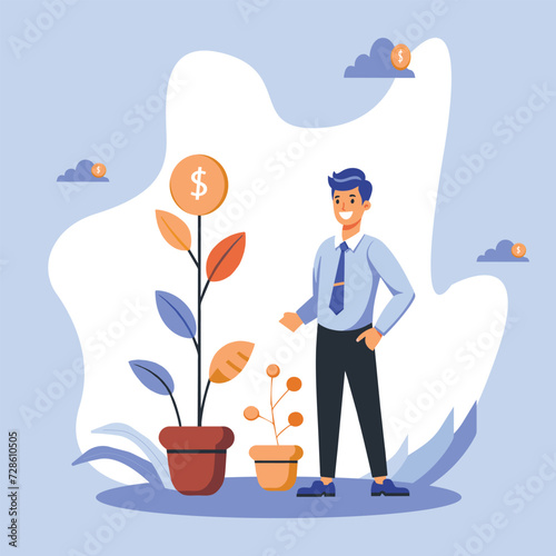 Investment growth after earning profit with businessman. Succesful financial.