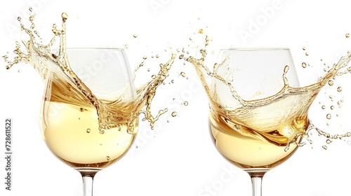 Set of Swirl and splash of white wine, isolated on white background, Generative AI