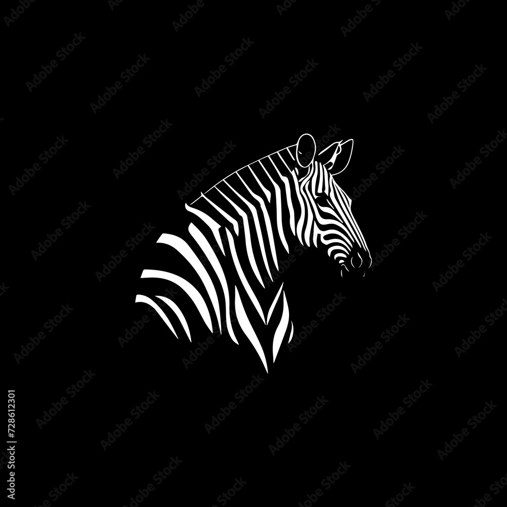 Obraz premium black zebra logo design template, zebra animal silhouette illustration