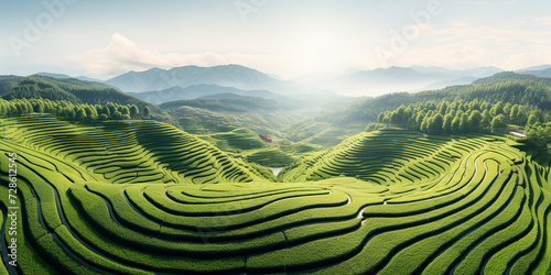 Picturesque tea plantation, cut out