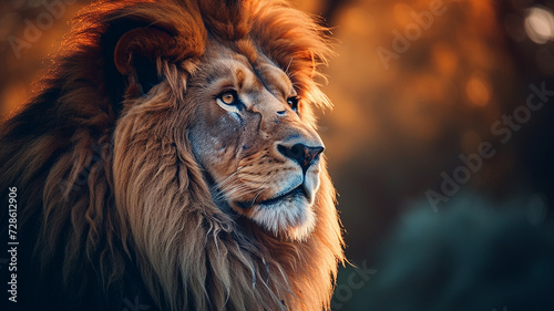 portrait of a male lion, intricate details © bahija