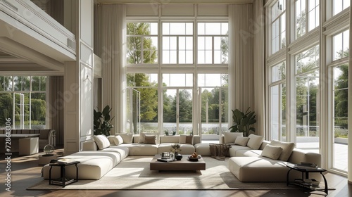 A Large Living Room With Ample Windows