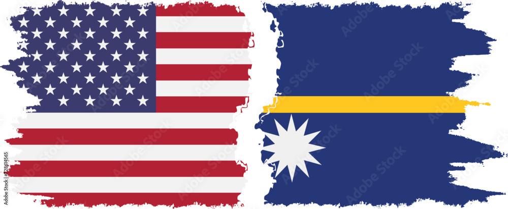 Nauru and USA grunge flags connection vector Nauru and USA grunge flags connection vector