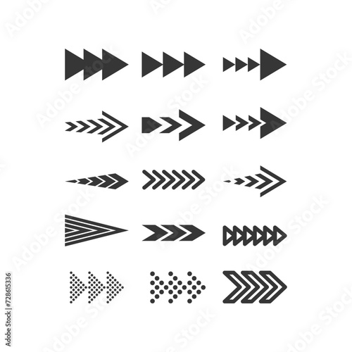 Set Of Black And White Arrow Signs In Minimalist Design, Conveying Direction With Clarity. Perfect For Navigation