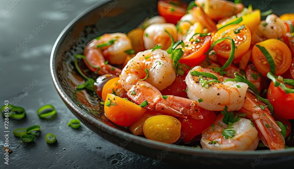 Savor the harmony of flavors in a delectable combination of shrimps and vibrant vegetables, a feast for both the eyes and the palate.