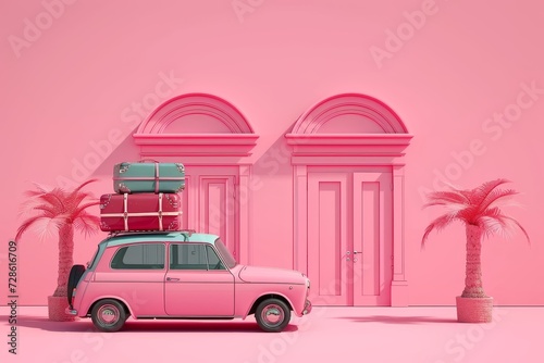 A rugged car, its tires ready for adventure, braves the open road with its trusty luggage strapped to the roof © Pinklife