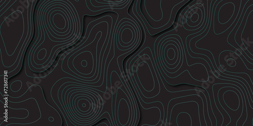 Abstract green on black background Topographic line map pattern. Contour elevation topographic and textured Background Modern design with White background with topographic wavy patte.