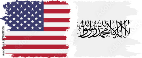 Free Download Afghanistan and USA grunge flags connection vector - GFXLoad