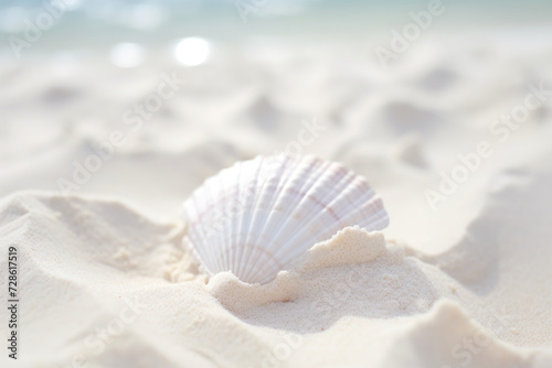 white seashell on the sandy beach