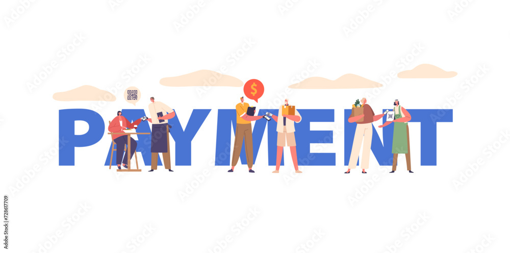 People Characters Use Cashless Payments For Convenience, Speed, Security. Qr Codes And Cards Streamline Transactions People Characters Use Cashless Payments For Convenience, Speed, Security. Qr Codes And Cards Streamline Transactions
