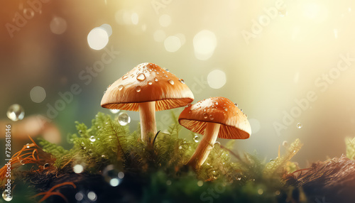 Mushrooms after rain in the forest
