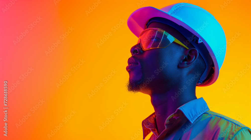 silhouette of a trendy worker person in a colorfull background. Landing page. silhouette of a trendy worker person in a colorfull background. Landing page.