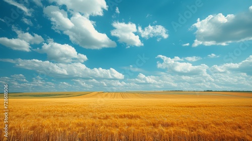 Beautiful natural background with yellow field and blue sky large copyspace area with copy space for text