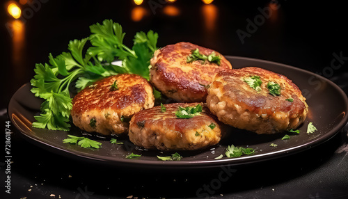Cutlets with herbs on a plate