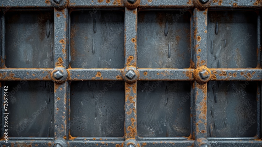 An industrial metal grid, a testament to structural stability and mechanical design An industrial metal grid, a testament to structural stability and mechanical design