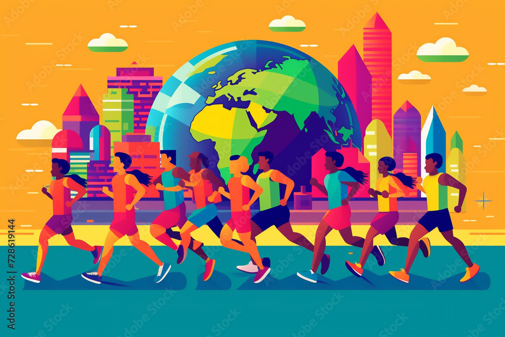 World Running Day.World Running Day. Promotion of running. World Running Day.World Running Day. Promotion of running.