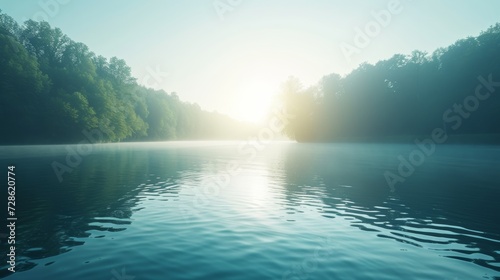 Sunlight dancing on a tranquil lake's surface, creating a breathtaking spectacle © ArtCookStudio
