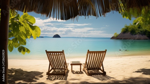 lounge chairs on the beach © nataliya_ua