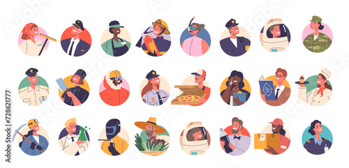 Profession Avatars Set. Round icons Collection Representing Various Professions and Job, Enhancing Visual Identity