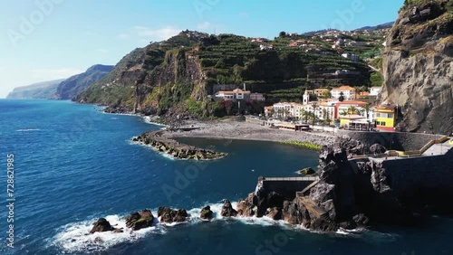 Madeira Portugal Funchal coast beach bay aerial drone view photo