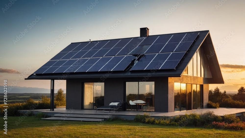 House with a solar panel on the roof