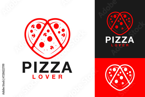 Pizza Love Slice Restaurant Logo Design