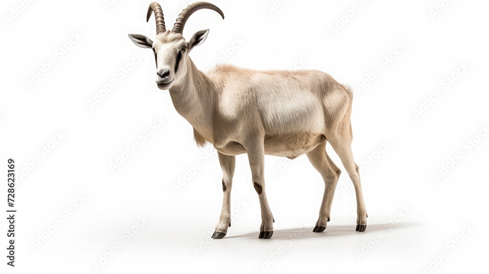 Fototapeta premium Addax on white background, hyper - realistic photography, highly detailed, high resolution