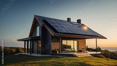 House with a solar panel on the roof