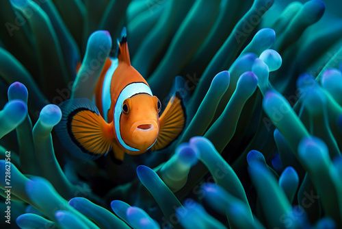 Clown anemonefish (Amphiprion ocellaris) in a sea anemone 