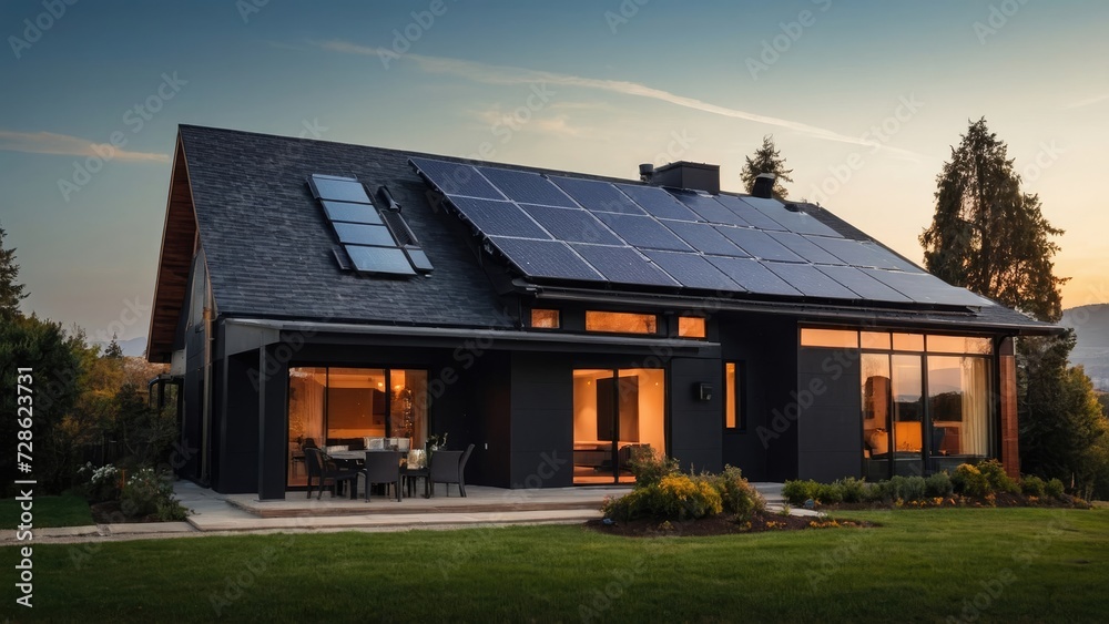 House with a solar panel on the roof