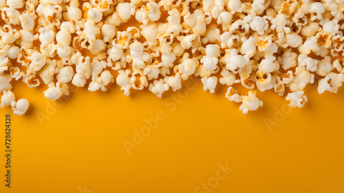  top view of popcorn on yellow background