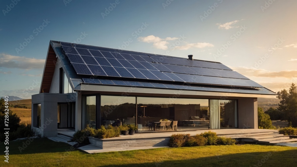 House with a solar panel on the roof