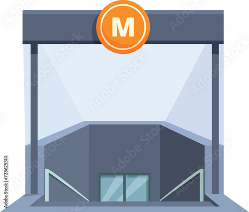 Metro subway entrance icon cartoon vector. City travel. Exit service