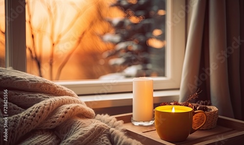 Candle and Cup on Window Sill