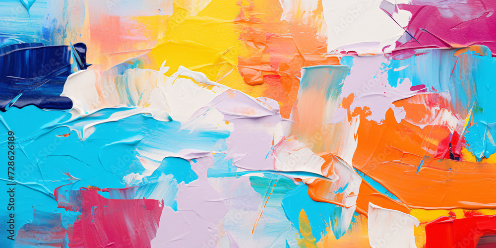 Abstract multi-colored thick brush strokes background